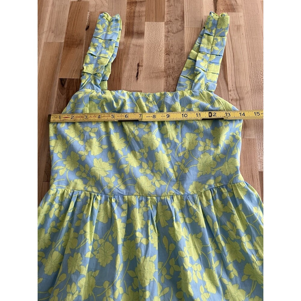 Avara Tiered Maxi Dress Pleated Straps Ruffles Smocked Boho Blue Floral S - Picture 10 of 12